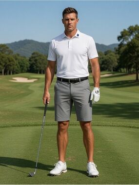 Greg Norman Collection Men's Grey Ultimate Luxury Travel Golf Shorts